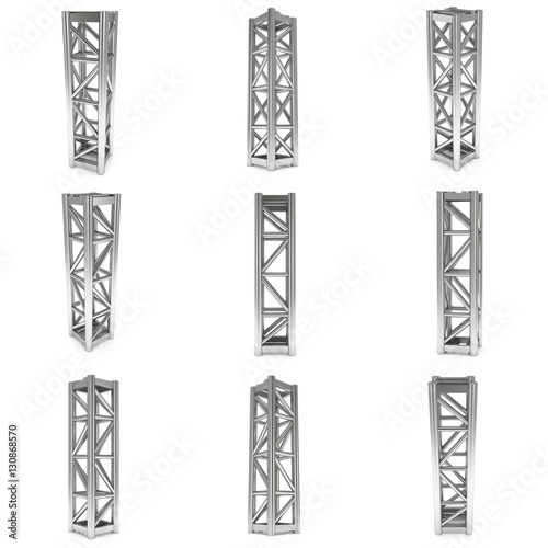 Fotografie Steel truss girder element set. 3d render isolated on white