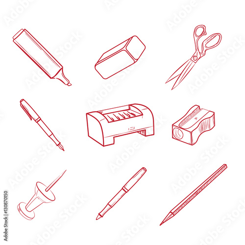 Hand-drawn Office equipment icons