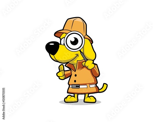 Detective dog cartoon logo illustration