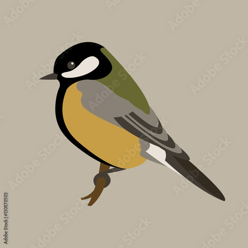 tit vector illustration style Flat
