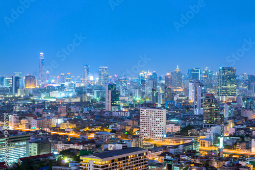 Bangkok city skyline at night.