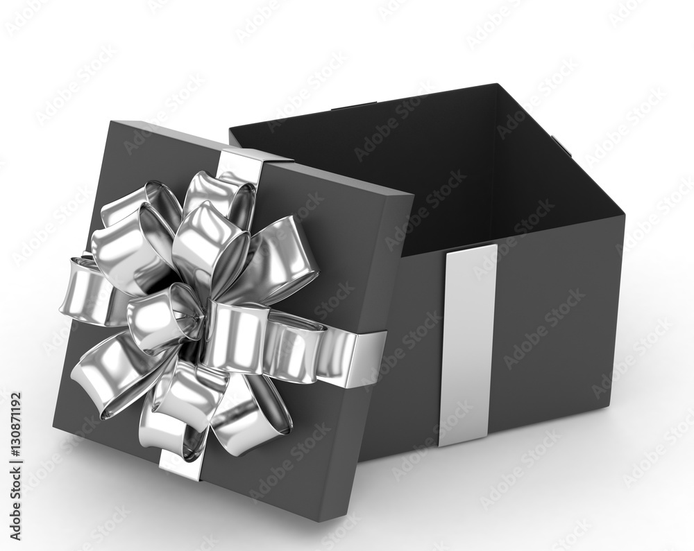 open gift box with bows isolated on white. 3d rendering. open gift box with bows isolated on white. 3d rendering.
