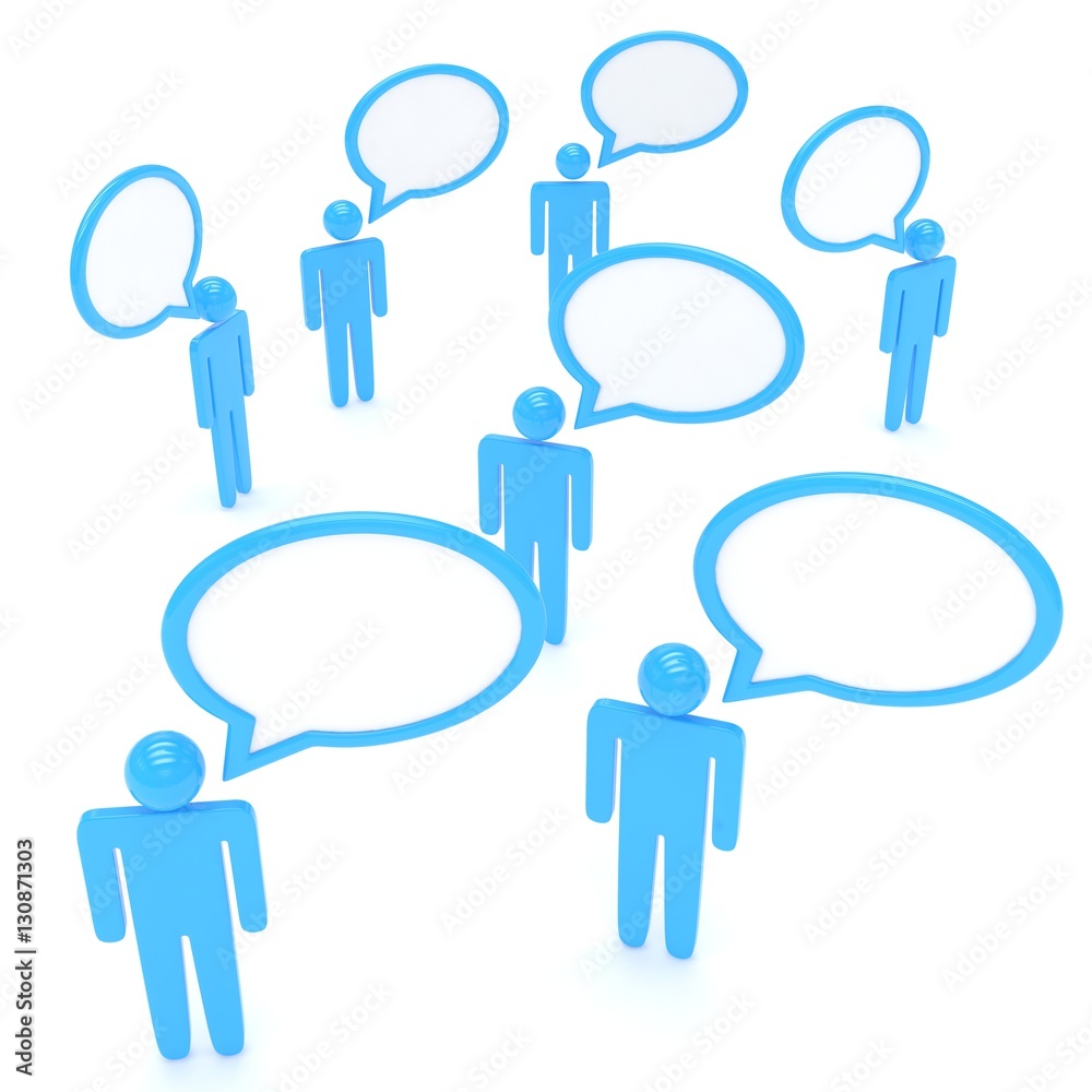 people with talk bubbles isolated over a white background. 3d rendering. people with talk bubbles isolated over a white background. 3d rendering.