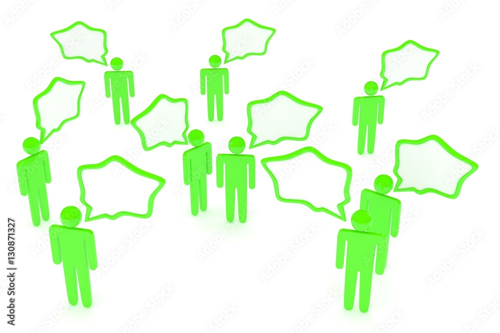 people with talk bubbles isolated over a white background. 3d rendering. people with talk bubbles isolated over a white background. 3d rendering.