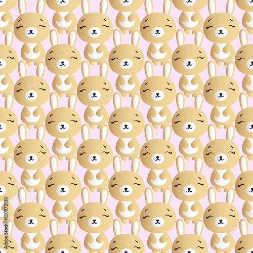 seamless pattern with smiling brown bannies on a pink background 