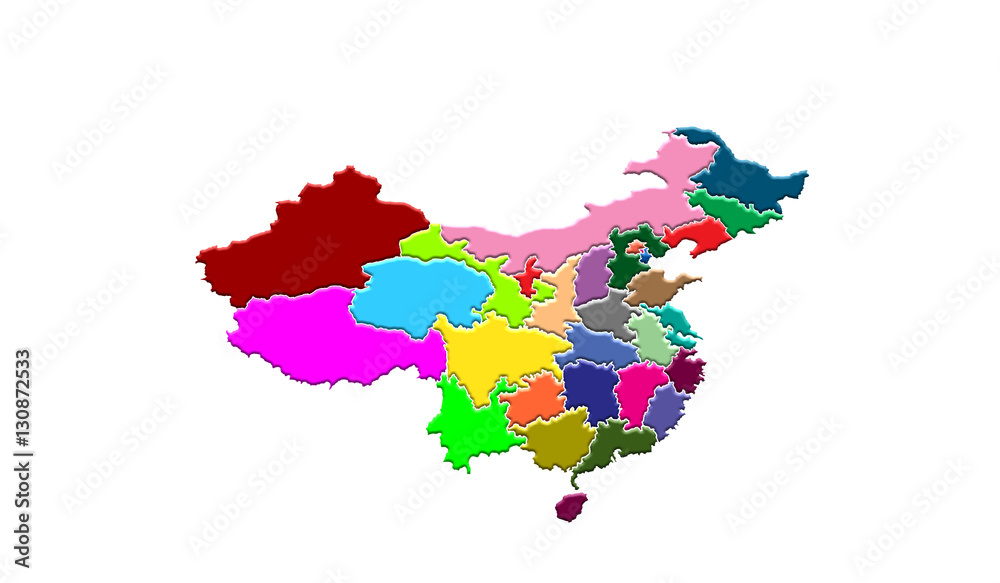 China Map with different color region