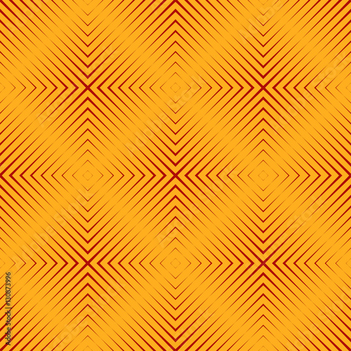 Seamless pattern with red colors sharp lines on yellow background. Optical illusion effect wallpaper.