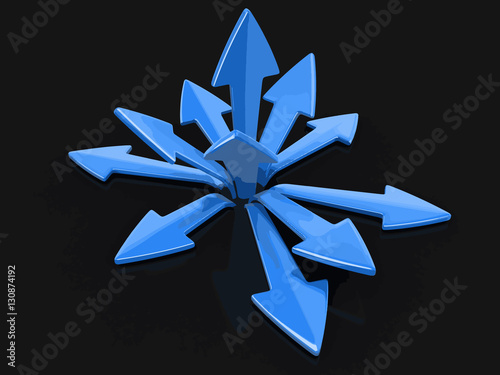 3d image of arrows in different directions. Image with clipping path