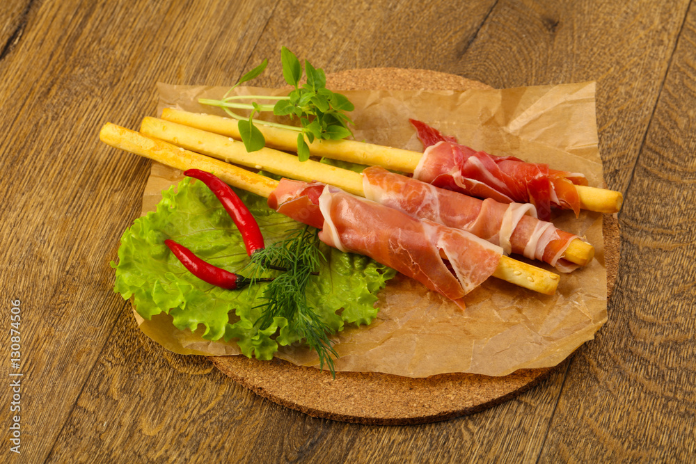 Bread sticks with serrano