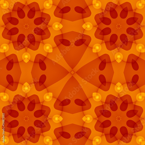 Seamless texture with warm red orange yellow floral cut pattern. For print on textiles  sheets  tablecloths  wrapping paper  wall floor tiles for kitchen bathroom hall  mobile or desktop background.
