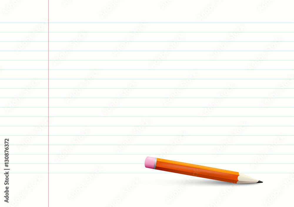 Empty Lined Notebook Paper A4 Size with Pencil Vector Illustration Empty Lined Notebook Paper A4 Size with Pencil Vector Illustration