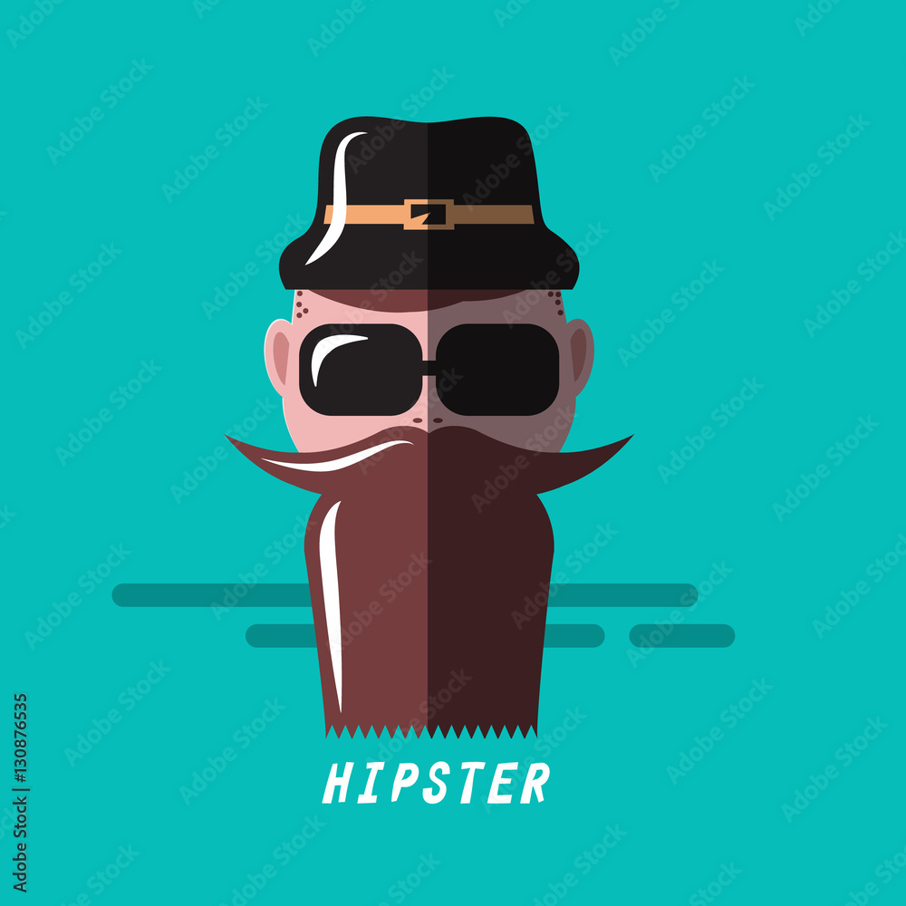 Hipster Cartoon. Vector Flat Design Retro Hipster Character Illustration.