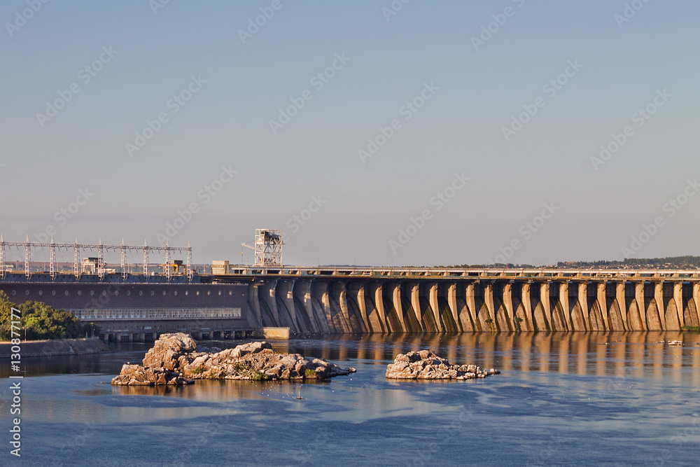 Zaporozhye hydroelectric power station on the Dnieper River in Ukraine