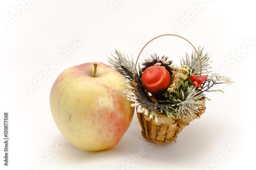 Christmas basket isolated on white background