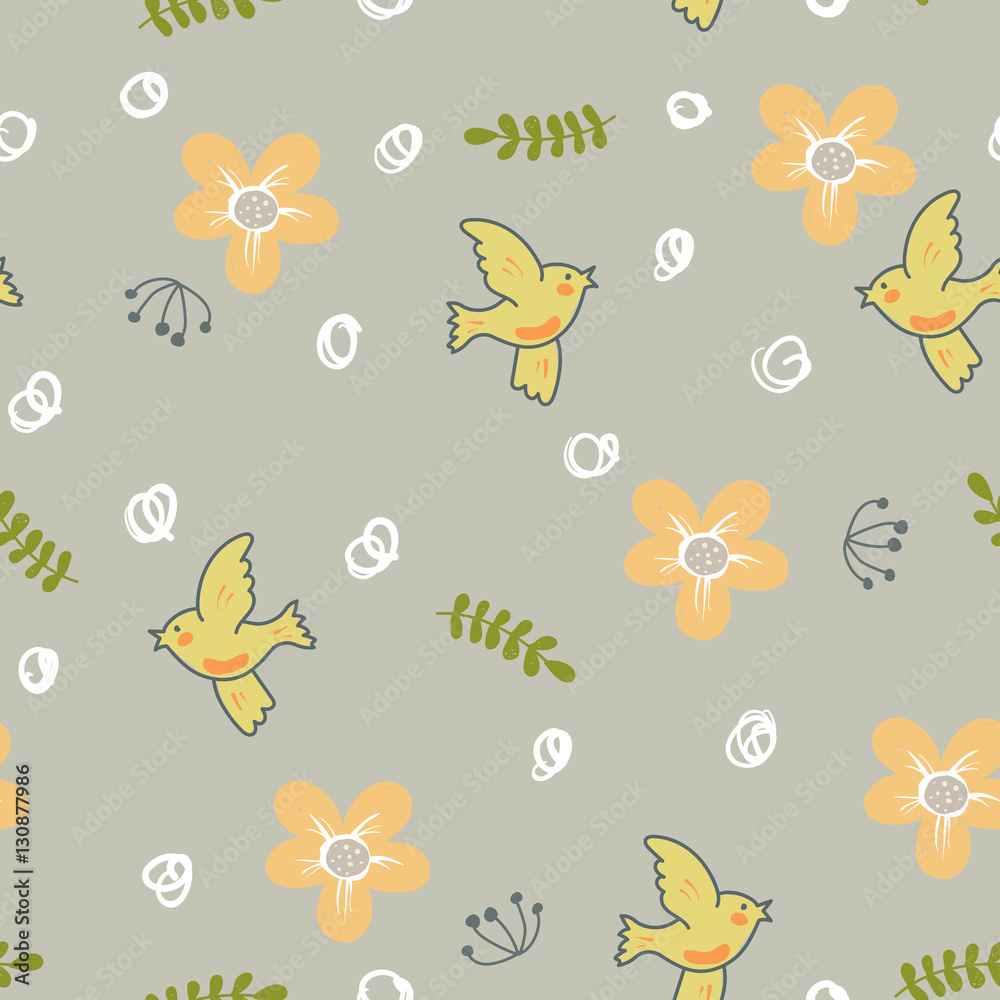 doodle floral seamless pattern. vector