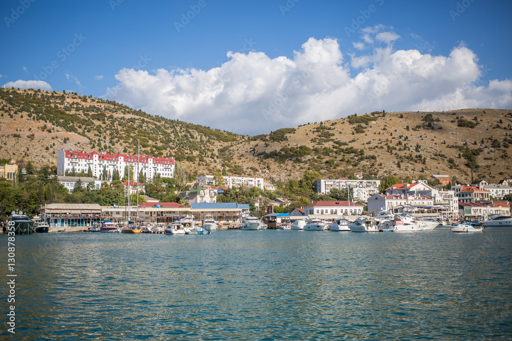 Balaklava marina bay embankment in Crimea