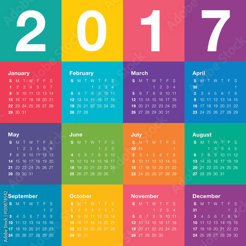 Year 2017 Calendar vector design template