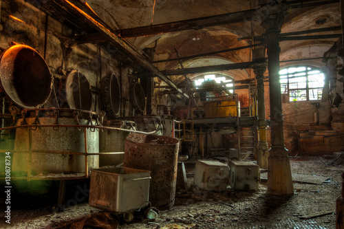 Abandoned butchery in meat processing plant. Slaughterhouse Rosenau, Kaliningrad