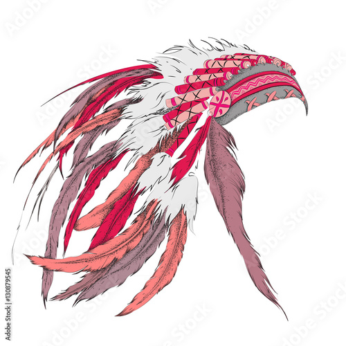 Native American feathered headdress. Vector illustration