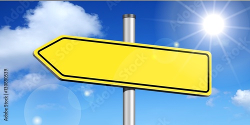 Yellow metal signpost with one arrow