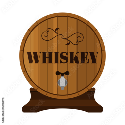 Whiskey barrel. Alcohol drink in flat style design. Vector illustration