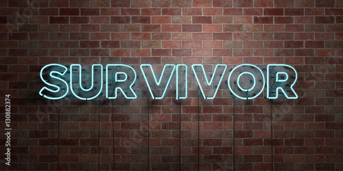 Cuadro en lienzo SURVIVOR - fluorescent Neon tube Sign on brickwork - Front view - 3D rendered royalty free stock picture