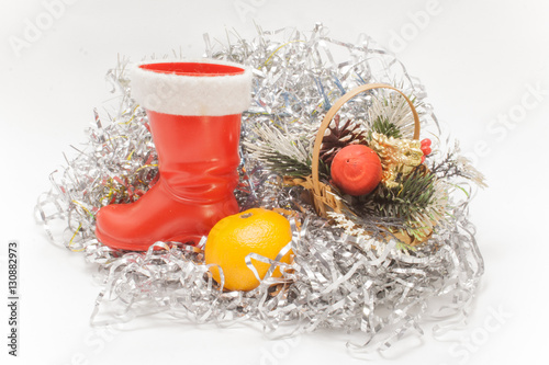 Christmas basket isolated on white background