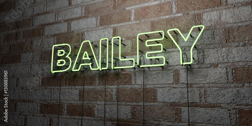 Schilderij op canvas BAILEY - Glowing Neon Sign on stonework wall - 3D rendered royalty free stock illustration