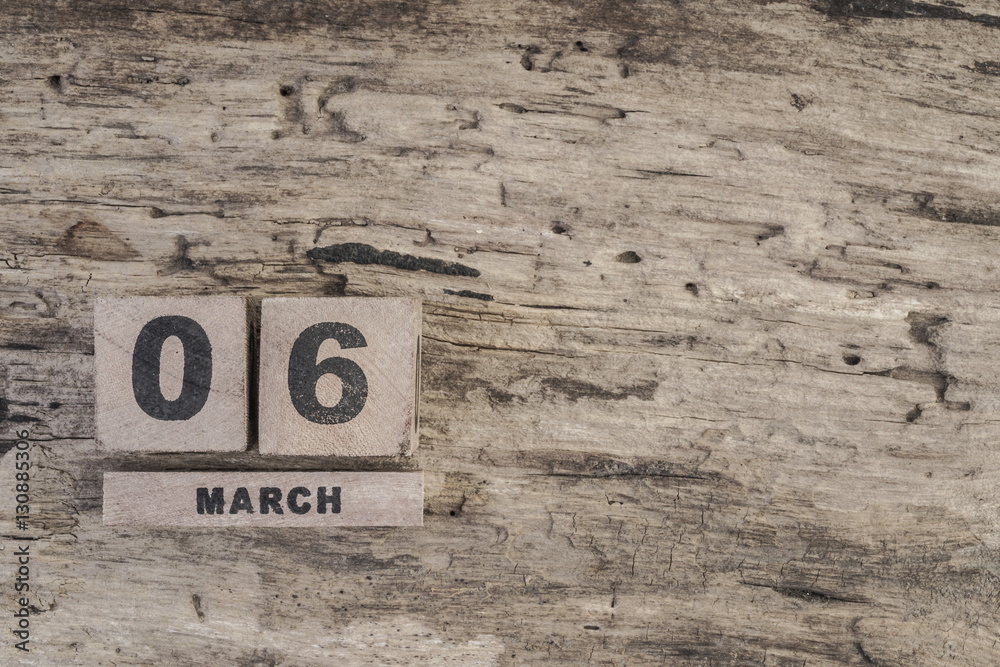 cube calendar for march on wooden background cube calendar for march on wooden background