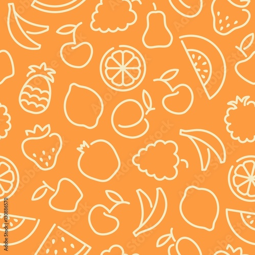 Seamless pattern with contours of fruit