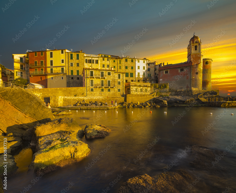 sunset in Tellaro, Liguria, Italy