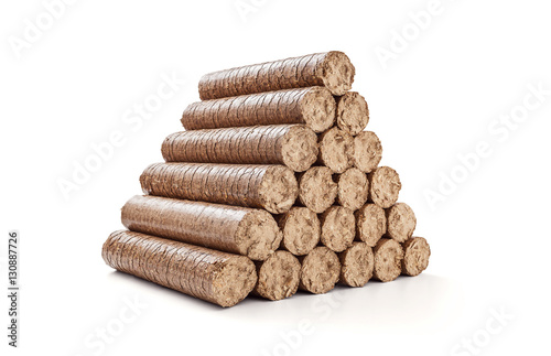 Schilderij op canvas Stack wooden briquettes