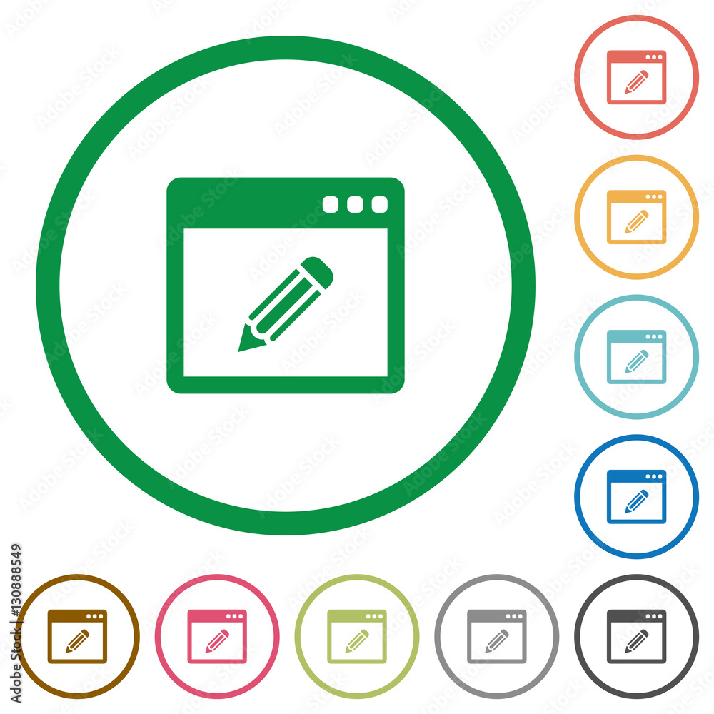 Application edit flat icons with outlines Application edit flat icons with outlines