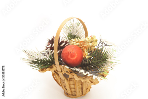 Christmas basket isolated on white background