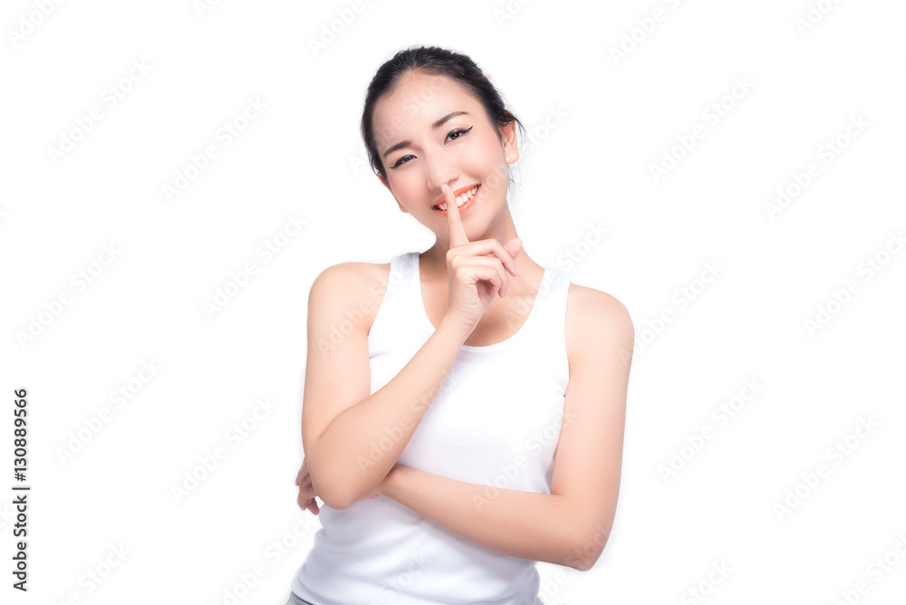 Portrait of attractive Asian woman with beautiful skin isolated on white background Portrait of attractive Asian woman with beautiful skin isolated on white background