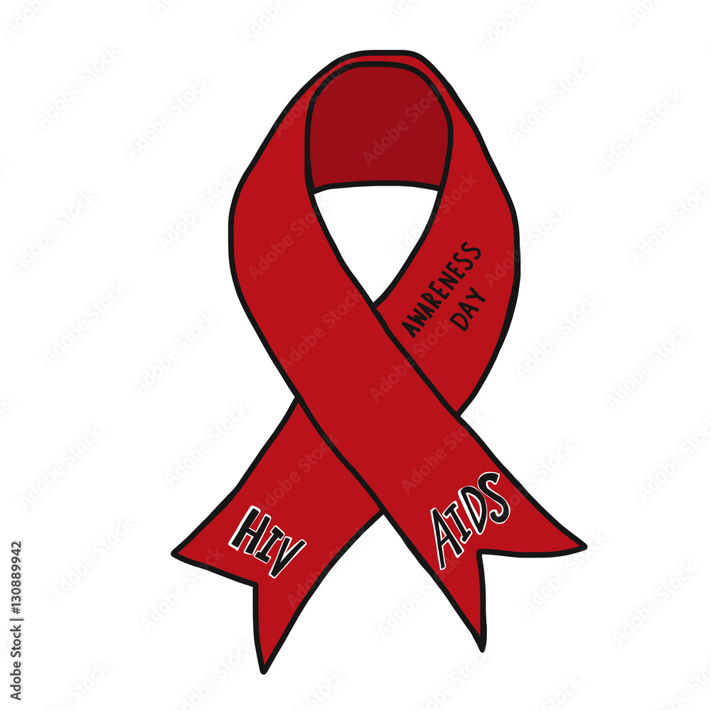 HIV AIDS Awareness day red ribbon illustration Stock Vector | Adobe Stock