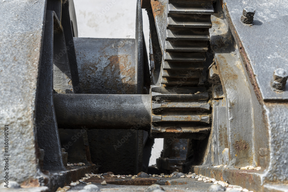 Large industrial pulley system with sprockets Large industrial pulley system with sprockets