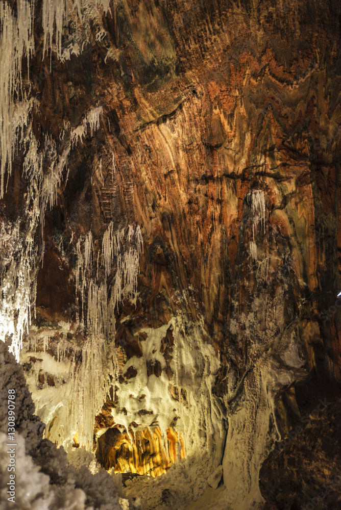 Stalactites and stalagmites in a salt mine, Spain
