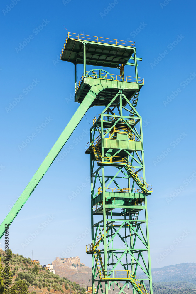 Tower of a well extraction of a mine, Spain Tower of a well extraction of a mine, Spain