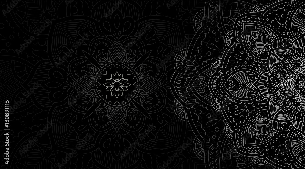 Banner with round abstract ornament. Circle elements card. Vintage decorative pattern. Hand drawn. Vector illustration. Banner with round abstract ornament. Circle elements card. Vintage decorative pattern. Hand drawn. Vector illustration.