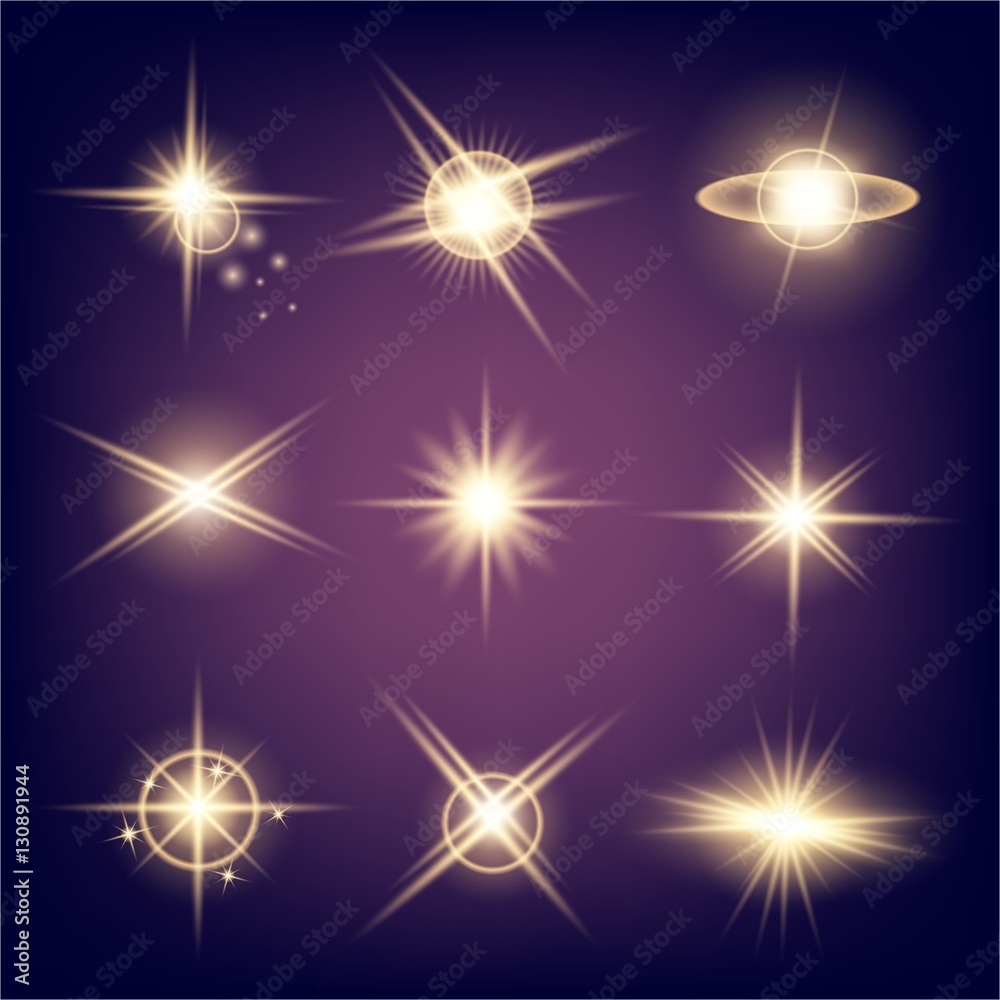 Creative concept Vector set of glow light effect stars bursts with sparkles isolated on black background. For illustration template art design, banner for Christmas celebrate, magic flash energy ray Creative concept Vector set of glow light effect stars bursts with sparkles isolated on black background. For illustration template art design, banner for Christmas celebrate, magic flash energy ray