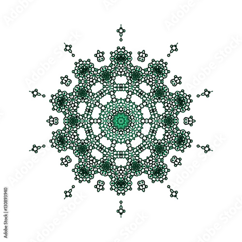 Oriental pattern mandala, Indian, Gentle emerald circular logo f