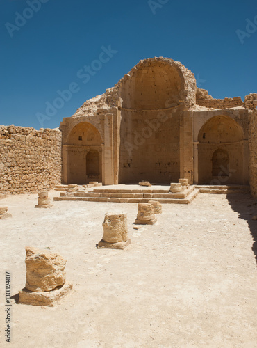 Mitzpe Shivta, Israel, desert Negev. Landscape. Ruins of byzantine church