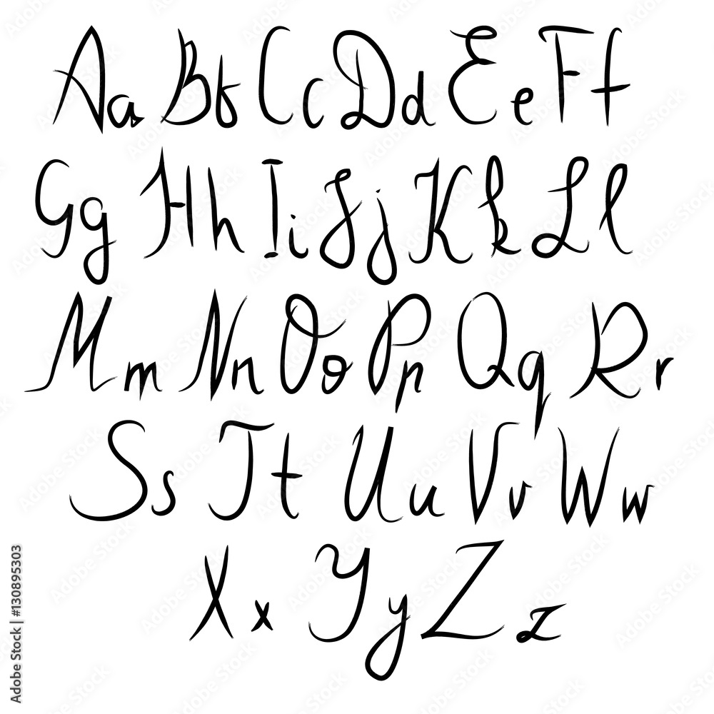 Hand written alphabet on white background. Vector illustration Hand written alphabet on white background. Vector illustration