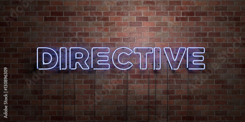 Tablou pe pânză DIRECTIVE - fluorescent Neon tube Sign on brickwork - Front view - 3D rendered royalty free stock picture