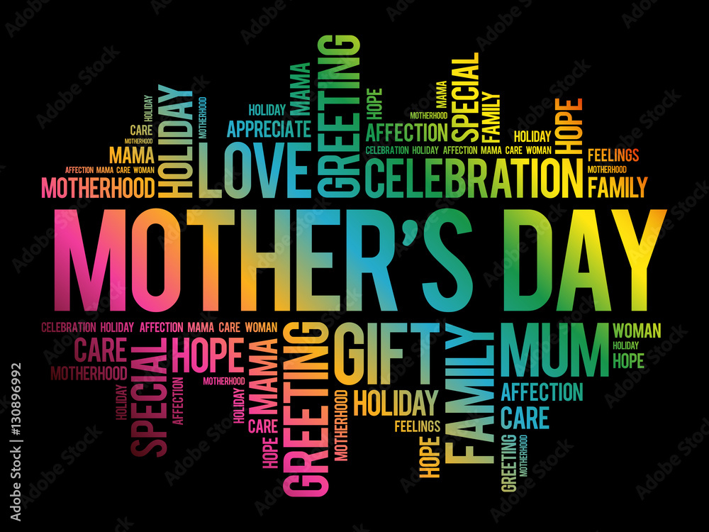Mother's Day word cloud, care, love, family, motherhood concept Mother's Day word cloud, care, love, family, motherhood concept
