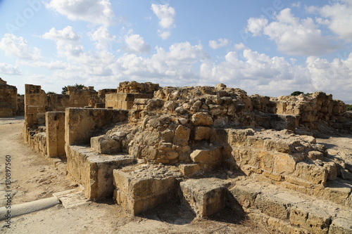 The ruins of a castle forty columns in Paphos