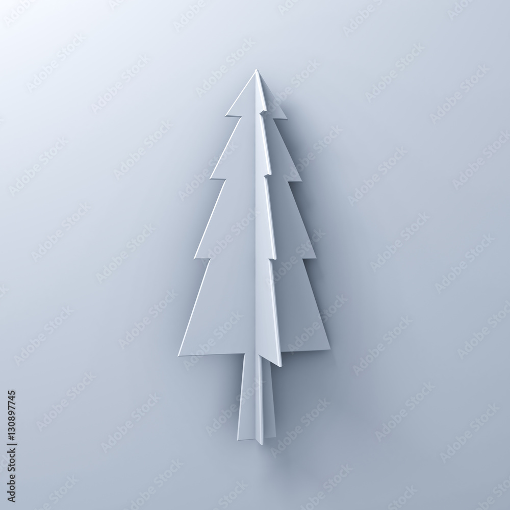 Christmas tree on white background for christmas decoration with shadow 3D rendering