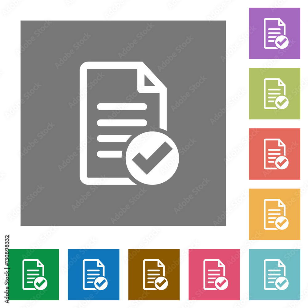 Document checked square flat icons