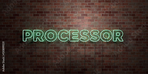 фотографія PROCESSOR - fluorescent Neon tube Sign on brickwork - Front view - 3D rendered royalty free stock picture